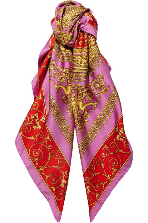 versace women's plain silk scarf red|Versace printed silk scarf.